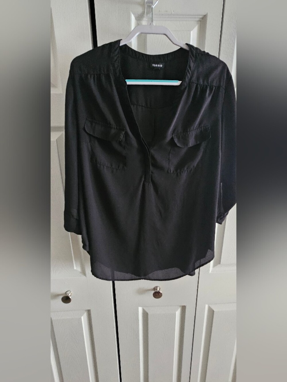 Torrid Black V-Neck Utility Blouse